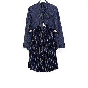 Banana Republic Shirt 14 Womens Lot of 2 Navy White Button Up Mature Office Boho